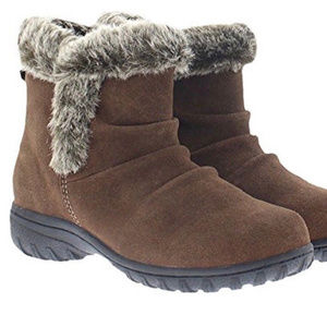 KHOMBU LISA SUEDE WINTER SHORT BOOT BROWN NEW